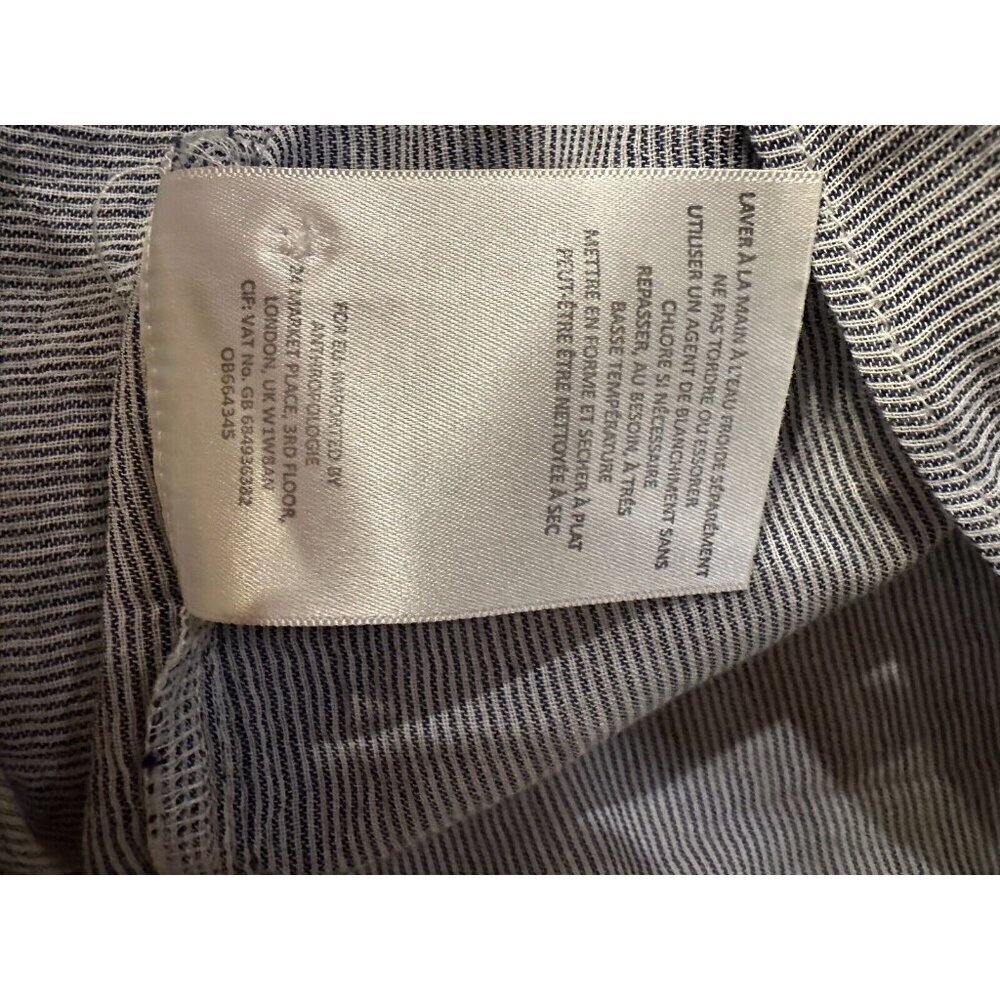Maeve By Anthropologie Women’s Size Medium Popover Ruffled Blue Top Shirt Blouse - Picture 8 of 8